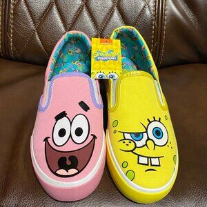 Spongebob Squarepants & Patrick Sneakers Canvas Slip Ons Womens Size 8 NEW